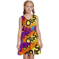 Crash Bang Adventure Time Art Boom Graffiti Kids  Sleeveless Tiered Mini Dress by Bedest