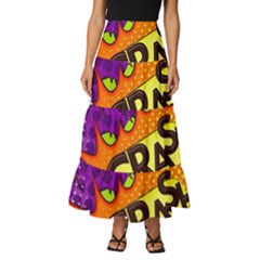 Crash Bang Adventure Time Art Boom Graffiti Tiered Ruffle Maxi Skirt by Bedest