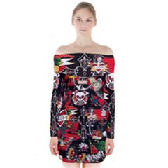 Graffiti Tatoo Skate Art Boom Long Sleeve Off Shoulder Dress by Bedest