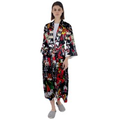 Graffiti Tatoo Skate Art Boom Maxi Satin Kimono by Bedest