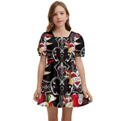 Graffiti Tatoo Skate Art Boom Kids  Short Sleeve Dolly Dress by Bedest