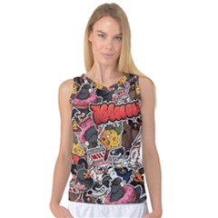 Stickerbomb Crazy Graffiti Graphite Monster Women s Basketball Tank Top by Bedest