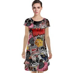 Stickerbomb Crazy Graffiti Graphite Monster Cap Sleeve Nightdress by Bedest