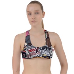 Stickerbomb Crazy Graffiti Graphite Monster Criss Cross Racerback Sports Bra by Bedest