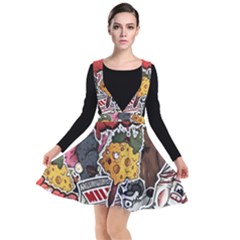 Stickerbomb Crazy Graffiti Graphite Monster Plunge Pinafore Dress by Bedest