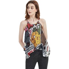 Stickerbomb Crazy Graffiti Graphite Monster Flowy Camisole Tank Top by Bedest