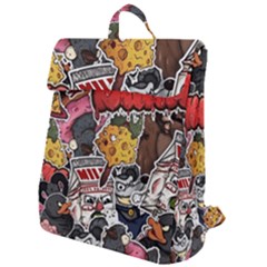 Stickerbomb Crazy Graffiti Graphite Monster Flap Top Backpack by Bedest