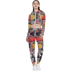 Stickerbomb Crazy Graffiti Graphite Monster Cropped Zip Up Lounge Set by Bedest