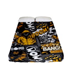 Boom Bang Art Crazy Drawing Graffiti Hello Retro Sayings Yellow Fitted Sheet (full/ Double Size) by Bedest