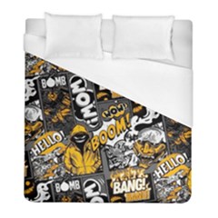 Boom Bang Art Crazy Drawing Graffiti Hello Retro Sayings Yellow Duvet Cover (full/ Double Size) by Bedest