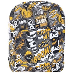 Boom Bang Art Crazy Drawing Graffiti Hello Retro Sayings Yellow Full Print Backpack by Bedest