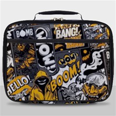 Boom Bang Art Crazy Drawing Graffiti Hello Retro Sayings Yellow Full Print Lunch Bag by Bedest