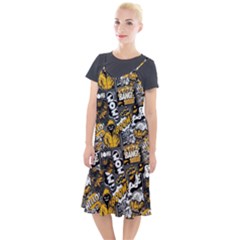 Boom Bang Art Crazy Drawing Graffiti Hello Retro Sayings Yellow Camis Fishtail Dress by Bedest