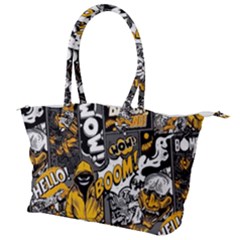 Boom Bang Art Crazy Drawing Graffiti Hello Retro Sayings Yellow Canvas Shoulder Bag by Bedest