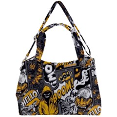 Boom Bang Art Crazy Drawing Graffiti Hello Retro Sayings Yellow Double Compartment Shoulder Bag by Bedest