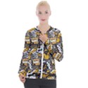 Boom Bang Art Crazy Drawing Graffiti Hello Retro Sayings Yellow Casual Zip Up Jacket View1