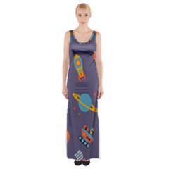 Space Seamless Patterns Thigh Split Maxi Dress by Hannah976