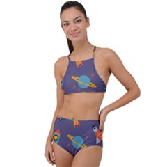 Space Seamless Patterns Halter Tankini Set by Hannah976