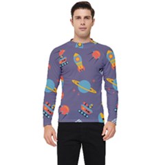 Space Seamless Patterns Men s Long Sleeve Rash Guard by Hannah976