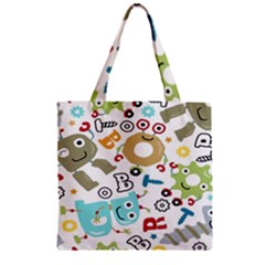 Seamless Pattern Vector With Funny Robots Cartoon Zipper Grocery Tote Bag by Hannah976