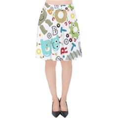 Seamless Pattern Vector With Funny Robots Cartoon Velvet High Waist Skirt by Hannah976