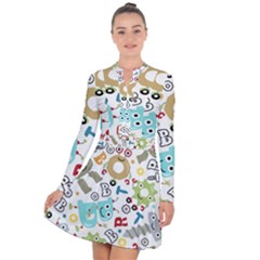 Seamless Pattern Vector With Funny Robots Cartoon Long Sleeve Panel Dress by Hannah976