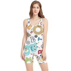 Seamless Pattern Vector With Funny Robots Cartoon Women s Wrestling Singlet by Hannah976