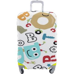 Seamless Pattern Vector With Funny Robots Cartoon Luggage Cover (large) by Hannah976