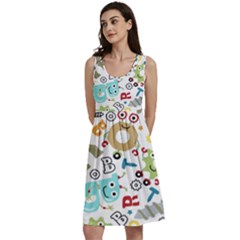 Seamless Pattern Vector With Funny Robots Cartoon Classic Skater Dress by Hannah976