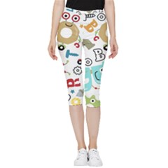 Seamless Pattern Vector With Funny Robots Cartoon Inside Out Lightweight Velour Capri Leggings  by Hannah976