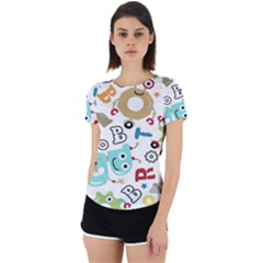 Seamless Pattern Vector With Funny Robots Cartoon Back Cut Out Sport T-shirt by Hannah976