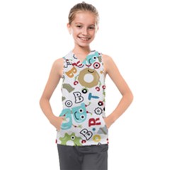 Seamless Pattern Vector With Funny Robots Cartoon Kids  Sleeveless Hoodie by Hannah976