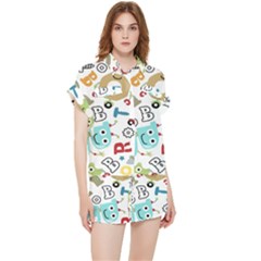 Seamless Pattern Vector With Funny Robots Cartoon Chiffon Lounge Set by Hannah976