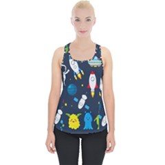 Big Set Cute Astronauts Space Planets Stars Aliens Rockets Ufo Constellations Satellite Moon Rover V Piece Up Tank Top by Hannah976