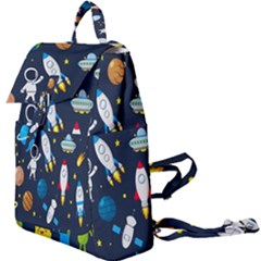 Big Set Cute Astronauts Space Planets Stars Aliens Rockets Ufo Constellations Satellite Moon Rover V Buckle Everyday Backpack by Hannah976