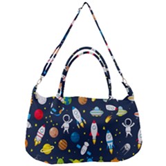 Big Set Cute Astronauts Space Planets Stars Aliens Rockets Ufo Constellations Satellite Moon Rover V Removable Strap Handbag by Hannah976