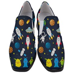 Big Set Cute Astronauts Space Planets Stars Aliens Rockets Ufo Constellations Satellite Moon Rover V Women Slip On Heel Loafers by Hannah976