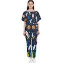 Big Set Cute Astronauts Space Planets Stars Aliens Rockets Ufo Constellations Satellite Moon Rover V Batwing Lightweight Chiffon Jumpsuit View1