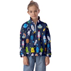 Big Set Cute Astronauts Space Planets Stars Aliens Rockets Ufo Constellations Satellite Moon Rover V Kids  Half Zip Hoodie by Hannah976