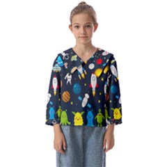 Big Set Cute Astronauts Space Planets Stars Aliens Rockets Ufo Constellations Satellite Moon Rover V Kids  Sailor Shirt