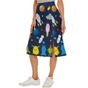 Big Set Cute Astronauts Space Planets Stars Aliens Rockets Ufo Constellations Satellite Moon Rover V Midi Panel Skirt View2