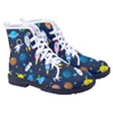 Big Set Cute Astronauts Space Planets Stars Aliens Rockets Ufo Constellations Satellite Moon Rover V Men s High-Top Canvas Sneakers View3