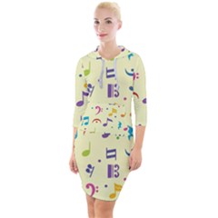 Seamless Pattern Musical Note Doodle Symbol Quarter Sleeve Hood Bodycon Dress by Hannah976