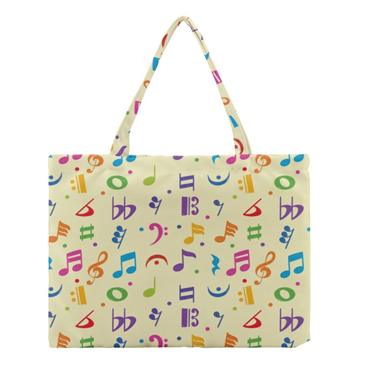 Seamless Pattern Musical Note Doodle Symbol Medium Tote Bag