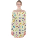 Seamless Pattern Musical Note Doodle Symbol Long Sleeve Off Shoulder Dress View1