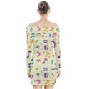 Seamless Pattern Musical Note Doodle Symbol Long Sleeve Off Shoulder Dress View2