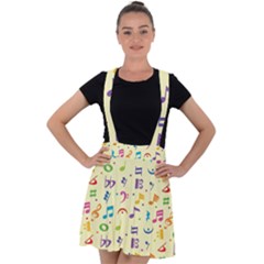 Seamless Pattern Musical Note Doodle Symbol Velvet Suspender Skater Skirt by Hannah976