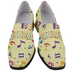 Seamless Pattern Musical Note Doodle Symbol Women s Chunky Heel Loafers by Hannah976