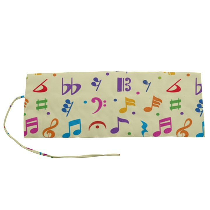 Seamless Pattern Musical Note Doodle Symbol Roll Up Canvas Pencil Holder (S)