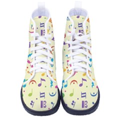 Seamless Pattern Musical Note Doodle Symbol Women s High-top Canvas Sneakers by Hannah976